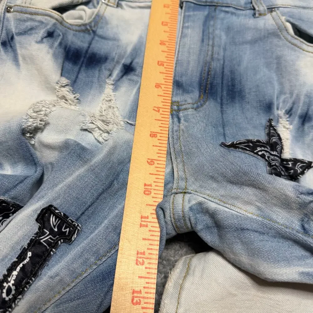AMIRI Jeans Mens 31 x29 Tie-Dye Distressed Star Patch Denim Jeans Skinny